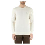 Tommy Hilfiger Bomull crewneck tröja med logobroderi Beige, Herr