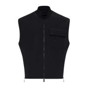 Kiton Svart Ripstop Nylon Väst Black, Herr