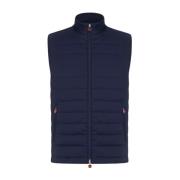 Kiton Blå Ull Gilet Dragkedja Stängning Blue, Herr