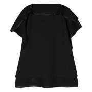 Junya Watanabe Svart Ruffle Top Ärmlös Asymmetrisk Nederkant Black, Da...