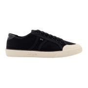 Celine Svarta Canvas Sneakers med Lärdetalj Black, Herr