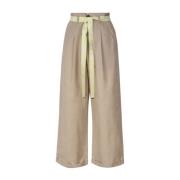 PINKO Beige Bomull Linne Byxor Beige, Dam