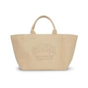 Ganni Almond Milk Shopper Väska Beige, Dam