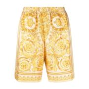 Versace Barocco Print Siden Shorts Bred Ben Yellow, Herr