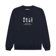 Woodbird Cane Vase Crewneck Sweatshirt med Print Blue, Herr