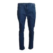 Neil Barrett Skinny Pants med Logo Detaljer Blue, Herr