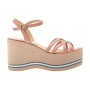 Paloma Barceló Hög Kilklack Läder Sandal Rosa Pink, Dam