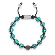 Nialaya Men's Black Diamond Beaded Bracelet with Turquoise and Sterlin...