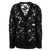 Blumarine Logo Cardigan Sweater Black, Dam