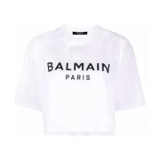 Balmain Vit Crop T-shirt White, Dam