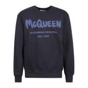 Alexander McQueen Blå Logo Sweatshirt Herrmode Blue, Herr