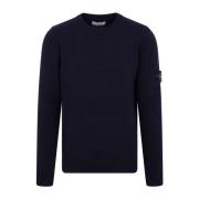 Stone Island Blå Stickad Crew Neck Tröja Blue, Herr