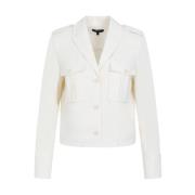 Theory Ivory Wool Boxy Jacket White, Dam