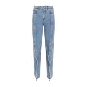 Y/Project Blå Slim Banana Jeans Aw23 Blue, Dam