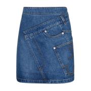 JW Anderson Patchwork Denim Mini Kjol Blue, Dam