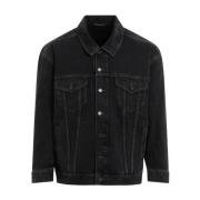 Saint Laurent Svart Denimjacka Äggform Black, Herr