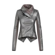 Rick Owens Metallic Biker Jacket Ss24 Gray, Dam