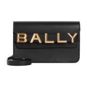 Bally Svart Kornigt Läder Crossbody Axelväska Black, Dam