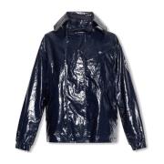 Moncler Blå Linne Canvas Jacka Vattenavvisande Blue, Dam