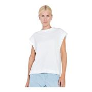 Norr Rund Hals Modal Polyester Topp White, Dam