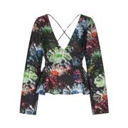 Stine Goya Peplum V-ringad Blus Multicolor, Dam