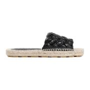 Bottega Veneta Svarta Läderplatta Sandaler Black, Dam