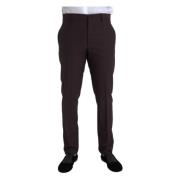 Dolce & Gabbana Brun Ull Slim Fit Kjolbyxor Brown, Herr