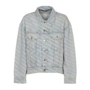 Alexander Wang Logo Print Falling Back Jacket Blue, Dam