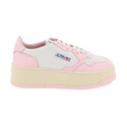 Autry Läder låga sneakers med perforerad tå Pink, Dam