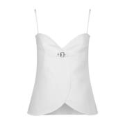 Courrèges Vit Twill Top med Spänne White, Dam