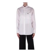 Lacoste Logo Front Button Shirt White, Dam