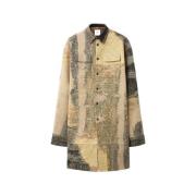 Oamc Jacguard Coat Sea Green Klassisk Ull Multicolor, Herr