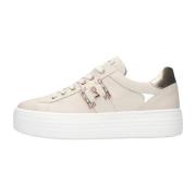 Nerogiardini Beige Låga Sneakers med Guldaccents Beige, Dam