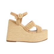 Castañer Handvävd Naturlig Raffia Sommarsandal Beige, Dam