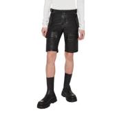 Misbhv Svart Veganläder Moto Shorts Black, Herr