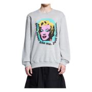 Comme des Garçons Grafiskt Tryck Crewneck Sweatshirt Gray, Herr