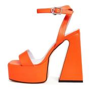 Cesare Gaspari Elegant Orange High-Heeled Sandals Orange, Dam