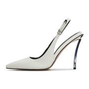 Cesare Gaspari Metallic Stiletto Heel Pumps - Vit White, Dam