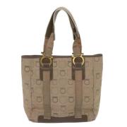 Salvatore Ferragamo Pre-owned Pre-owned Canvas totevskor Beige, Dam