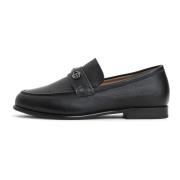 Cesare Gaspari Svart Läder Blockklack Loafers Black, Dam