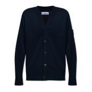 Stone Island Cardigan med logotyp Blue, Herr