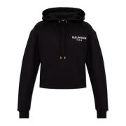 Balmain Kort sweatshirt med logotyp Black, Dam