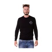 Versace Jeans Couture Mysig Stickad Pullover Tröja Black, Herr