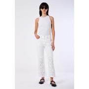 ViCOLO Broderade Flare Jeans White, Dam