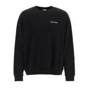 Marcelo Burlon Logo Sweatshirt med Ribbade Muddar Black, Herr