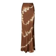 Rabens Saloner Tie-Dye Maxi Kjol Lucilla Cacao Multicolor, Dam