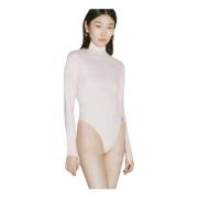 Mugler Logo High Neck Bodysuit Pink, Dam