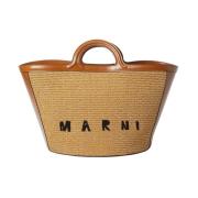 Marni Raffia Toteväska med Logobroderi Brown, Dam