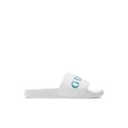 Guess Platta PVC Sliders med Logo Relief White, Herr