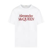 Alexander McQueen Stilfull Mid-Weight Bomull T-shirt White, Herr